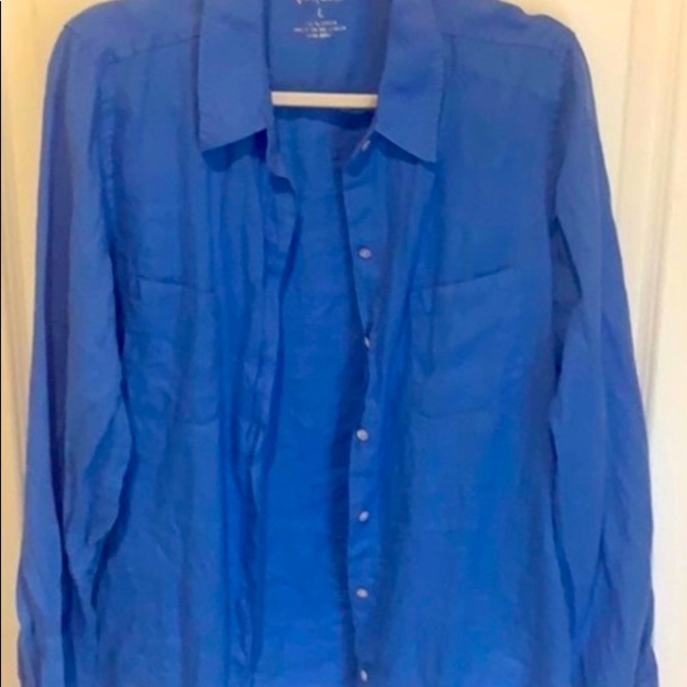 Lilly Pulitzer Sea View Linen Button Down Top